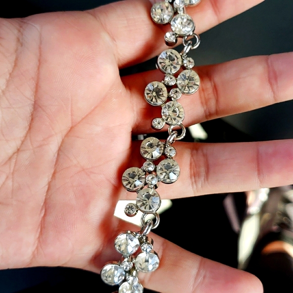 A silver diamond necklace